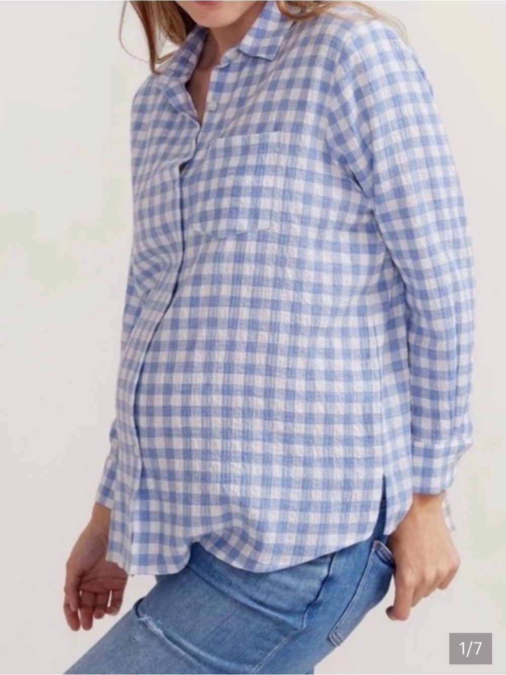 HATCH Blue & White Gingham Button-Up Shirt